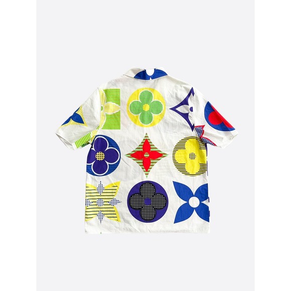 Louis Vuitton White Multicolor Flower Monogram Button Up Shirt - Picture 2 of 6